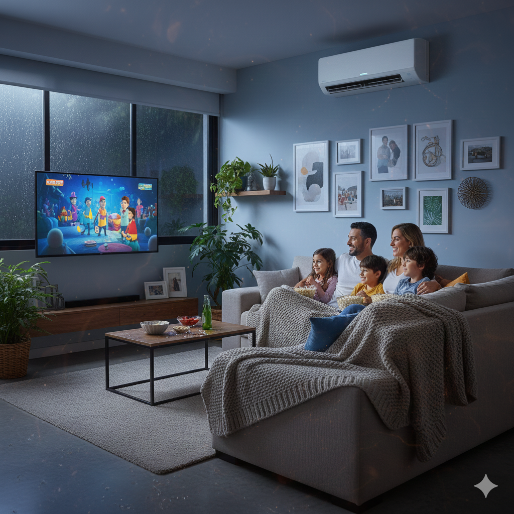 Familia en casa consumiendo energía solar con Unergy Vecinos